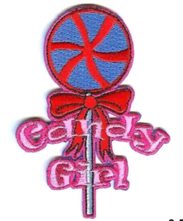 Wholesale CANDY GIRL 4 IN EMBROIDERED PATCH (Sold by the piece or dozen ) CLOSEOUT AS LOW AS 75 CENTS EA