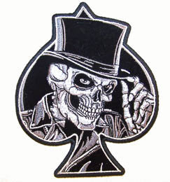 Wholesale SKULL TOP HAT SPADE PATCH (Sold by the piece)
