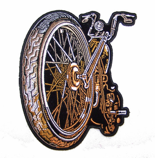 Wholesale BIG WHEEL MOTORCYCLE BIKE 5 IN EMBROIDERED PATCH  (sold by the piece )