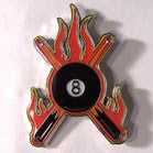 Wholesale FLAMING EIGHT BALL HAT / JACKET PIN  (Sold by the piece)