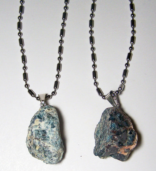 Wholesale Apatite Rough Natural Mineral Stone in Stainless Steel Chain Ball Necklace (sold by the piece or dozen )