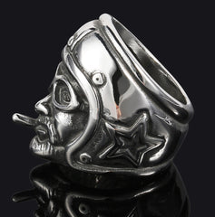 Wholesale ROUTE 66 BIKERS HEAD WITH HELMET STAINLESS STEEL BIKER RING ( sold by the piece )