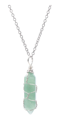 Buy GREEN AVENTURINE WIREWRAPPED SILVER 18" CHAIN NECKLACE ( sold by the piece or dozen)Bulk Price