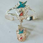 Wholesale DOVE & UNICORN CUFF BRACELET W RING ON CHAIN (Sold by the piece) *- CLOSEOUT NOW $ 5 EA