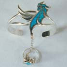 Wholesale WING DESIGN CUFF SLAVE BRACELET W RING ON CHAIN ( Sold by the piece)
