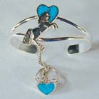 Wholesale UNICORN WITH HEART CUFF SLAVE BRACELET W RING ON CHAIN (Sold by the piece)