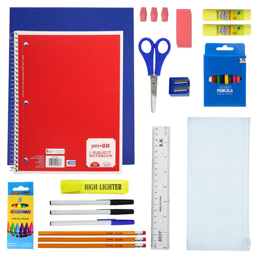 Buy 34 Piece Wholesale Premium School Supply Kits - Bulk Case of 24 Kits