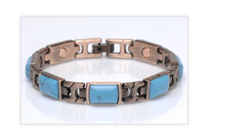 Buy SOLID COPPER MAGNETIC TURQUOISE LINK BRACELET style #TQ-SQ Bulk Price