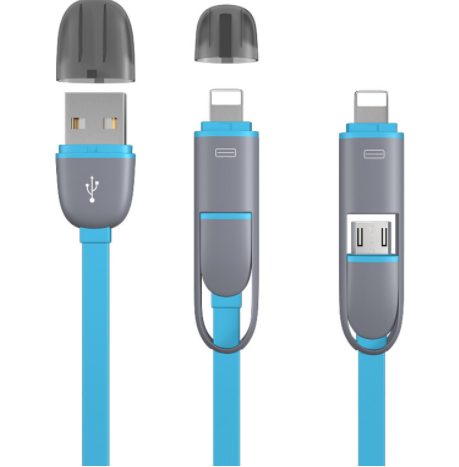 Buy 3 FT2 in 1 Exchangeable Head Multi Cable for Phone & Android/ Micro USB* 5 COLORS* Bulk Price