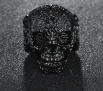 Wholesale Black Decorated Skull Designs Metal Biker Ring - Assorted Sizes