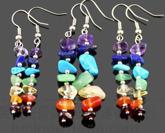 Wholesale RAINBOW STONE CHAKRA EARRINGS (sold by the pair)