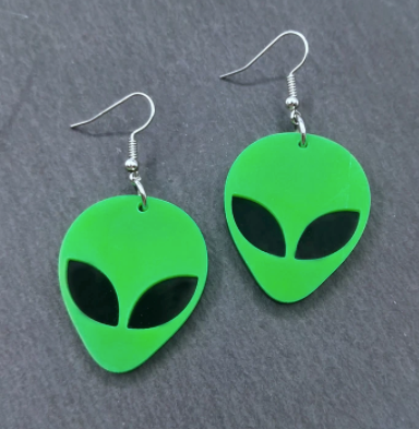 Wholesale STYLE # 2 Acrylic Alien Head Earrings (sold by the pair)