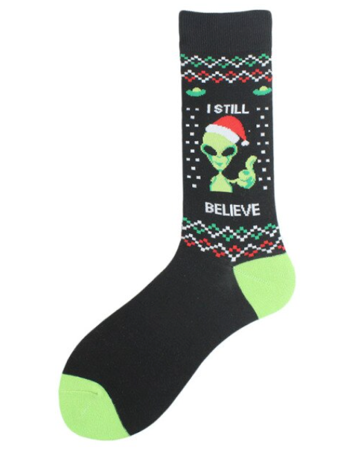 Buy I STILL BELIEVE ALIEN CHRISTMAS Unisex Crew SocksBulk Price