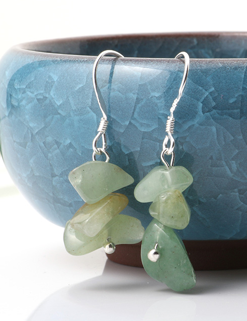 Wholesale GREEN AVENTURINE STONE EARRINGS (sold by the pair)