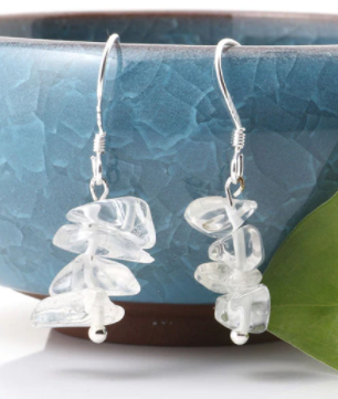 Wholesale CLEAR QUARTZ STONE EARRINGS (sold by the pair)