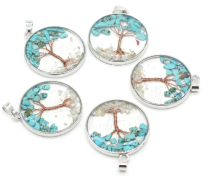 Buy TREE OF LIFE TURQUOISE STONE COPPER WRAPPED RESIN PENDANT Bulk Price