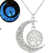 Glow in the Dark Moon & Tree Necklace - Radiate Nighttime Magic (Sold By Piece Or Dozen)