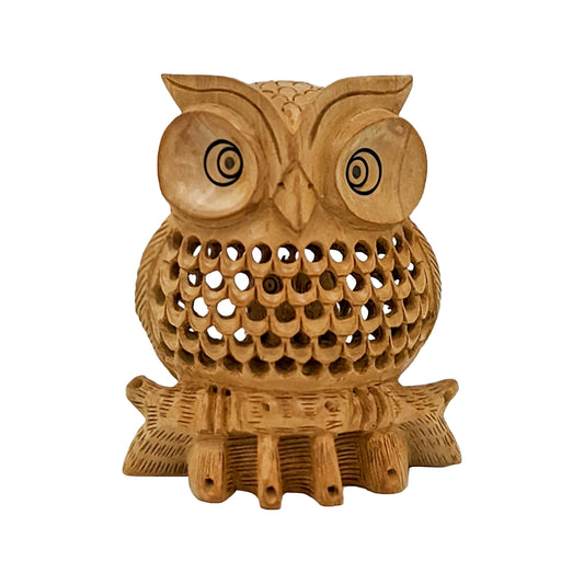 Handmade Wooden Owl Statue