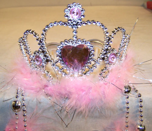Wholesale PRINCESS TIARA WITH FEATHER TASSELS (Sold by the PIECE OR dozen)- *- CLOSEOUT NOW $1 EA