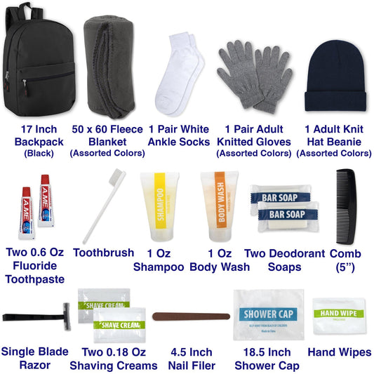Homeless Care Hygiene Kit with Backpack Set For Men & Women's Wholesale