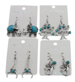 Buy ASSORTED SILVER & TURQUOISE EARRINGS ( sold by the pair)Bulk Price