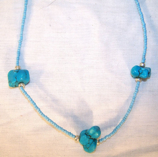 Wholesale TURQUOISE NUGGET BEAD NECKLACES ( sold by the piece or  dozen )