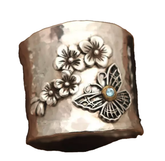 Wholesale BUTTERFLY AND FLOWERS WITH JEWEL EMBOSSED METAL RING
