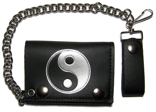 Buy LARGE SINGLE YIN YANG TRIFOLD LEATHER WALLETS WITH CHAINBulk Price