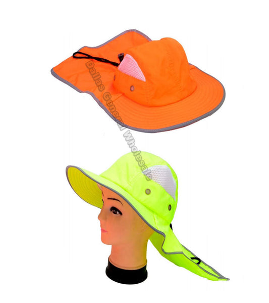 Bulk Buy Neon Color Bucket Hats with Neck Cloak Wholesale