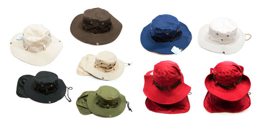 Bulk Buy Solid Color Bucket Hat with Flap Neck Cover