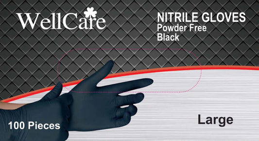 WellCare 5mil Black Nitrile Gloves