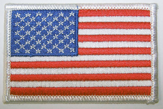 Wholesale AMERICAN FLAG WHITE BOARDER left arm 3 INCH EMBROIDERED PATCH ( sold by the piece )