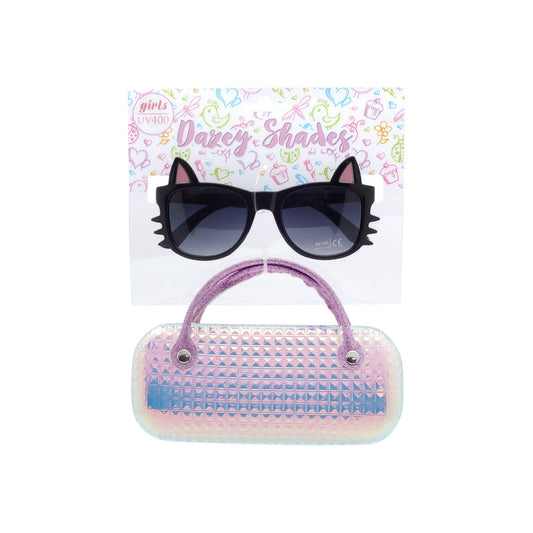 Wholesale Black Dazey Shades tween Cat Shape Fashion Sunglasses with Case ( sold by the piece)