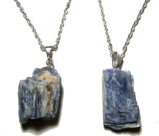 Buy BLUE KYANITE ROUGH NATURAL MINERAL STONE 24 IN SILVER LINK CHAIN NECKLACEBulk Price