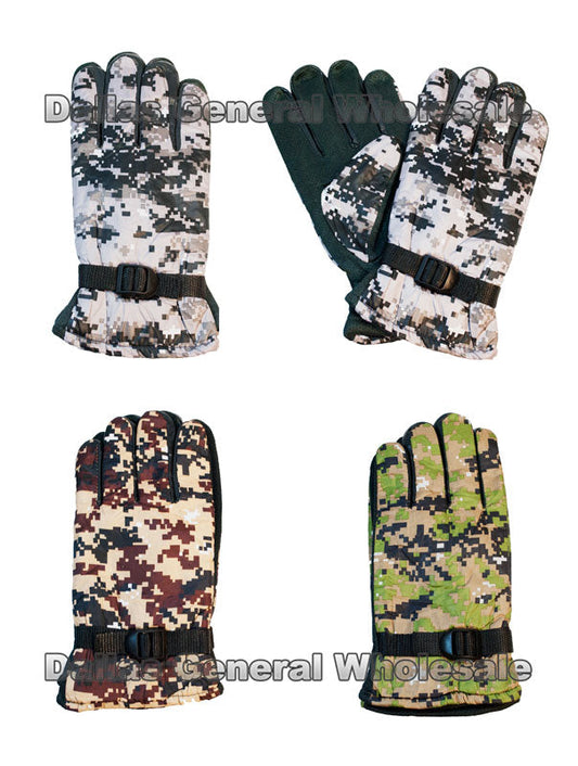 Bulk Buy Men Digital Camouflage Heavy Insulated Gloves Wholesale