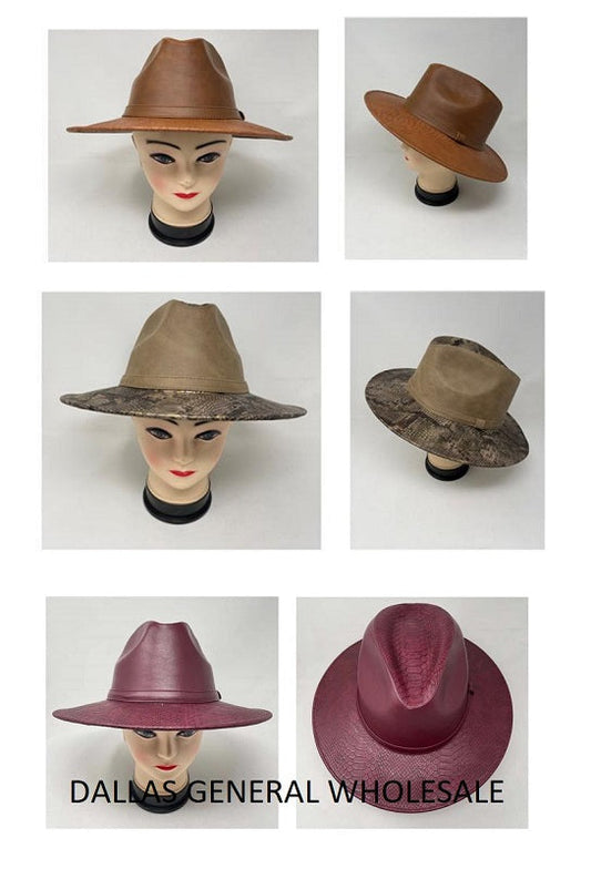 Bulk Buy Adults Leather Fedora Hats Wholesale