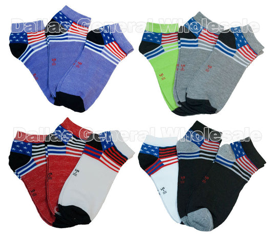 Bulk Buy Boys American Flag Ankle Socks