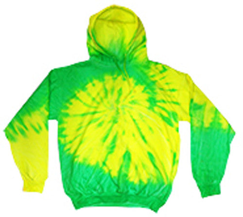 Wholesale GREEN YELLOW FLO SWIRL TIE DYED HOODIE (sold by the piece )