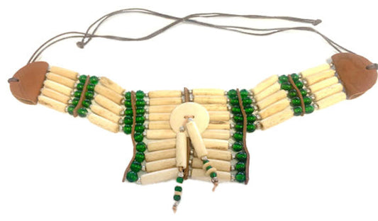 Wholesale GREEN SMALL INDIAN STYLE BUFFALO BONE BREAST CHEST PLATE WITH DREAMCATCHER( sold by the piece)