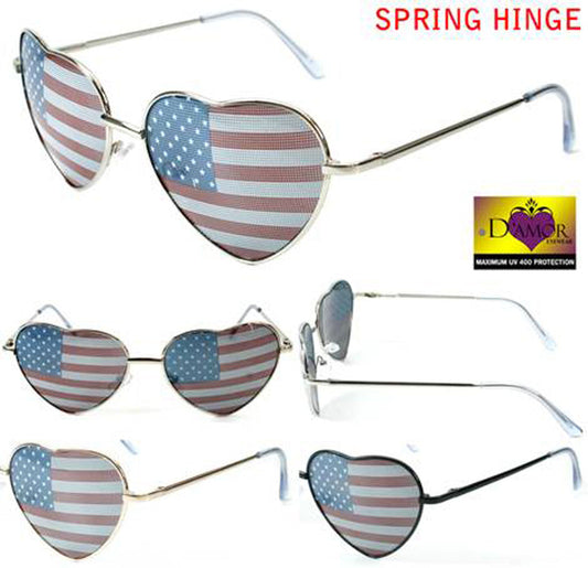 Buy HEART SHAPED AMERICAN FLAG WOMEN SUNGLASSES ( sold by the piece or dozenBulk Price