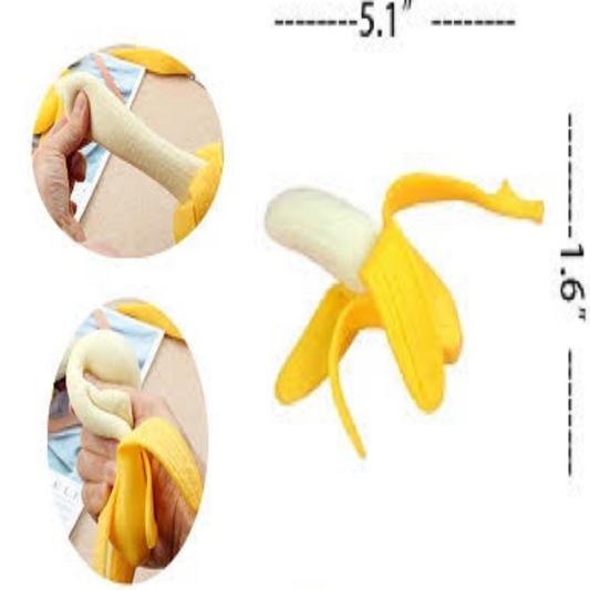 Wholesale Realistic Squeeze Pressure Release Rubber Stretchy Banana (sold by the piece or dozen)