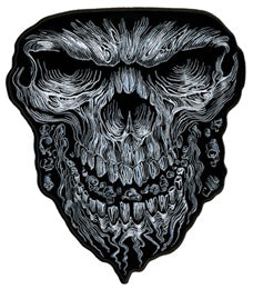 Wholesale JUMBO GHOST SKULL FACE PATCH 9X12 inches (sold by the piece)