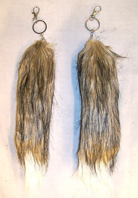 Wholesale LIGHT BROWN WHITE TIP FOX TAIL KEY CHAIN (Sold by the piece) *- CLOSEOUT NOW $2 EACH