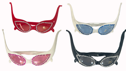 Wholesale Jeweled Cat Eye Party Glasses  (Sold by the piece)