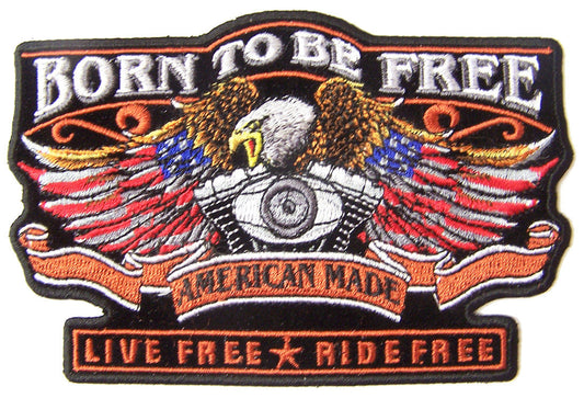 Buy BORN FREE EAGLE BIKER 5 IN EMBROIDERIED PATCH Bulk Price