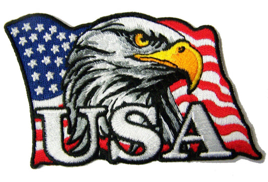 Buy USA FLAG EAGLE HEAD 4 INCH EMBROIDERED PATCH Bulk Price