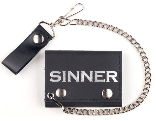 Buy SINNER TRIFOLD LEATHER WALLETS WITH CHAINBulk Price