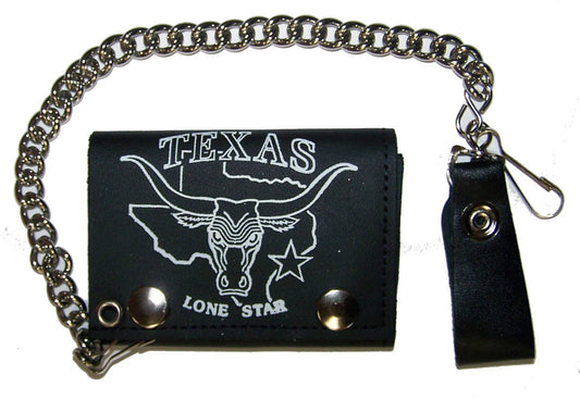 Buy TEXAS LONE STAR TRIFOLD LEATHER WALLETS WITH CHAINBulk Price