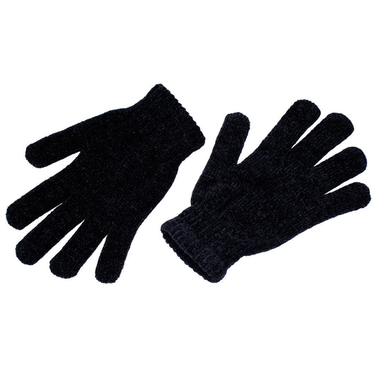 Buy Unisex Wholesale Chenille Gloves in Black - Bulk Case of 96 Pairs