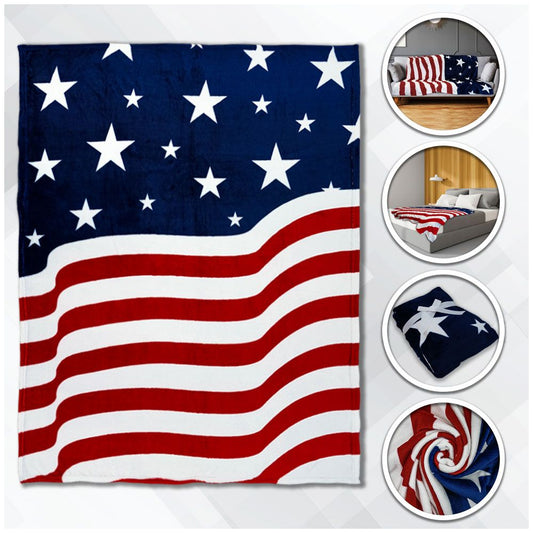 Wholesale AMERICAN FLAG USA LARGE 50X60 IN PLUSH THROW BLANKET ( sold by the piece )